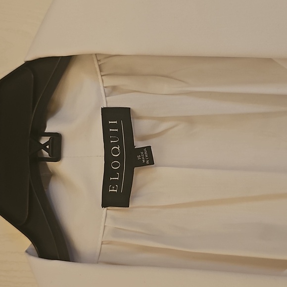 Eloquii White Tie Front Bib Collar Blouse - Picture 3 of 7